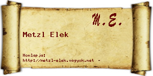 Metzl Elek névjegykártya